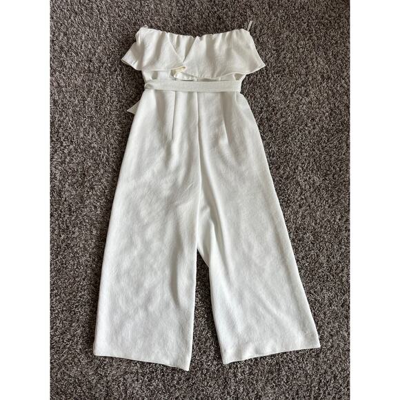 Aritzia Babaton Strapless White Flutter Capri Jumpsuit Romper Size 2 Bridal - Picture 4 of 9